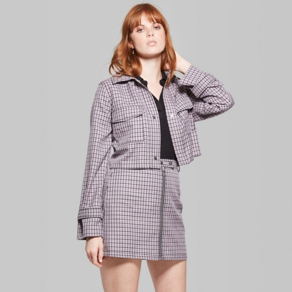 Wild Fable Clueless Purple Plaid Cropped Button Blazer Size XS - Picture 1 of 9